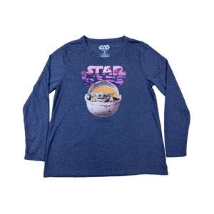 Star Wars Mandalorian Baby Yoda Gray Long Sleeve Shirt Size M